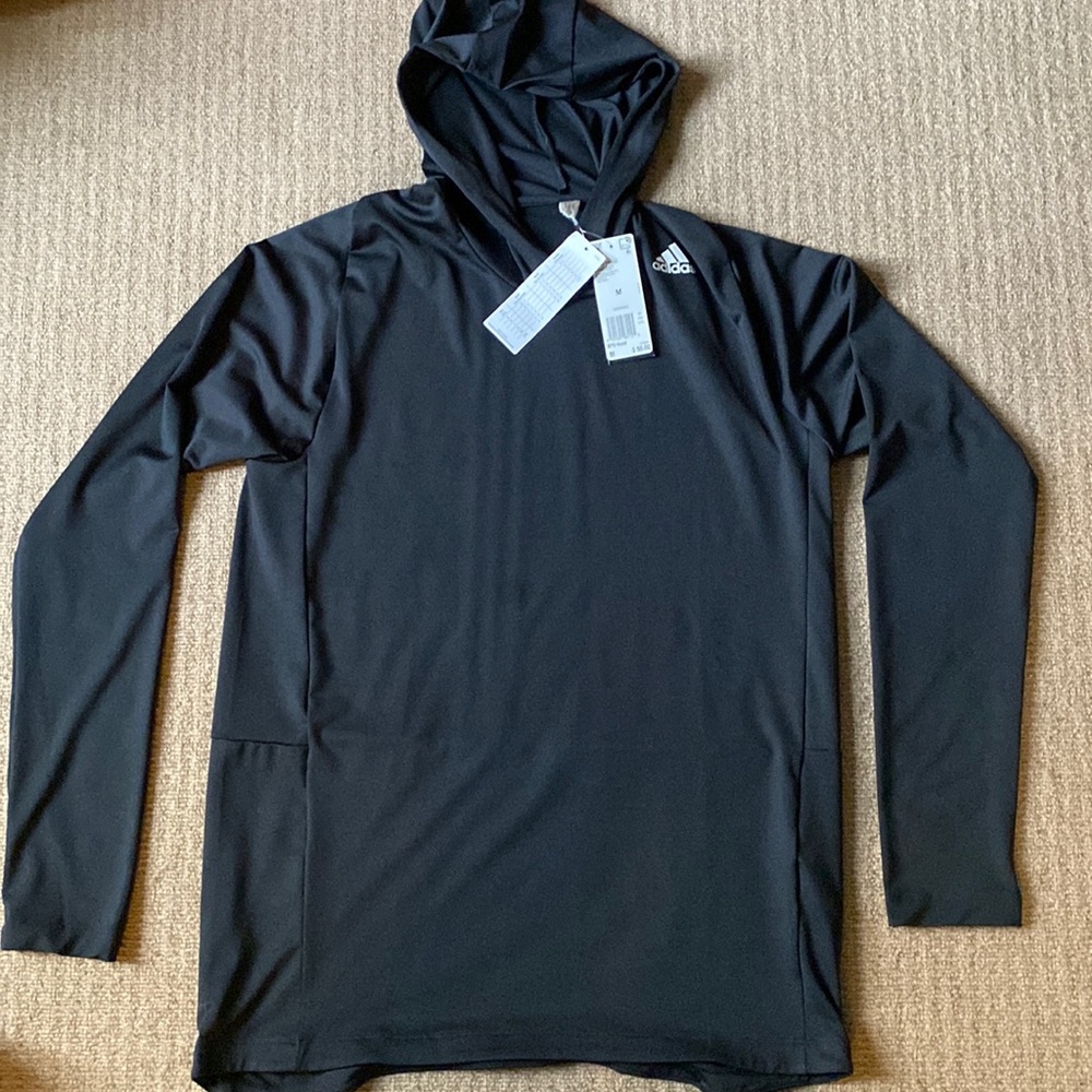 New! Adidas Men’s Hooded Long Sleeve Tech Shirt Men’s Medium BTs Hood